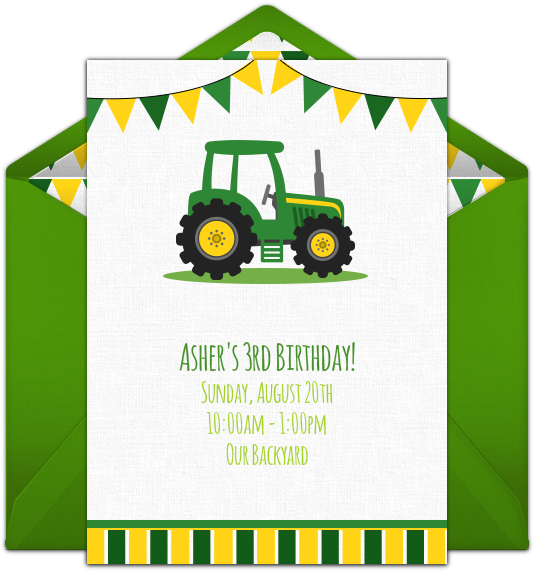 Free Birthday Party Invitation With A Tractor Design - Tractor Tire Party Invitations (650x650)