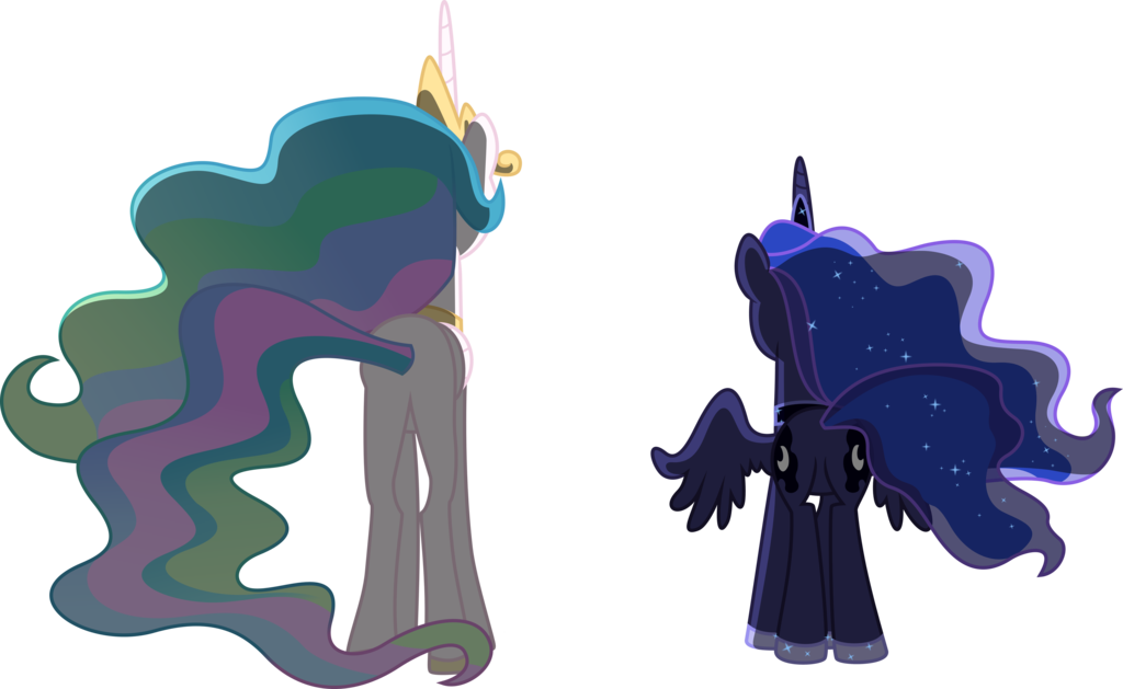 Celestia And Luna Contemplating By Jordila-forge - Princess Celestia And Luna Vector (1024x629)