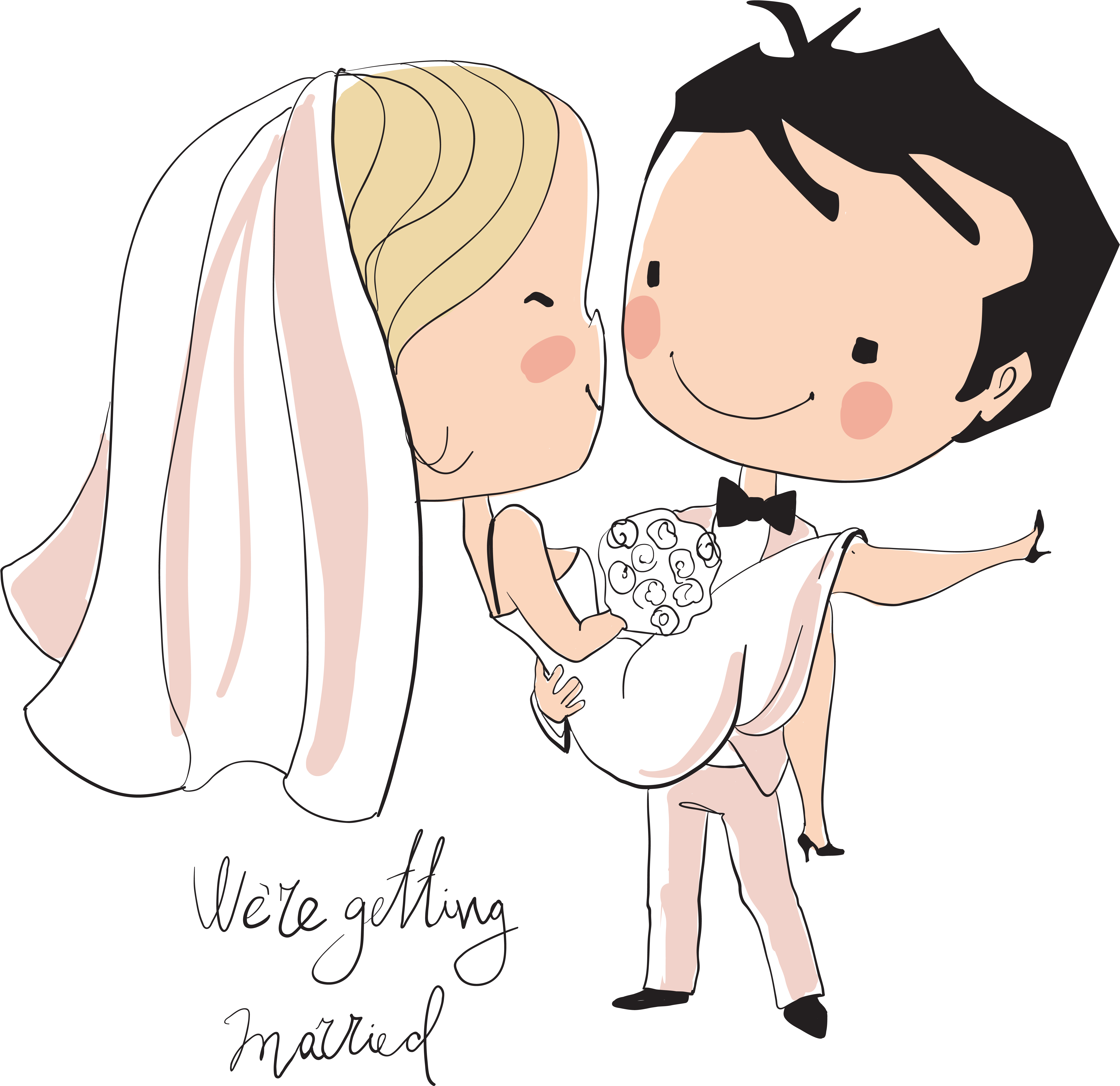 Wedding Invitation Bridegroom Illustration - Wedding Funny Couple Cartoon (6638x6838)