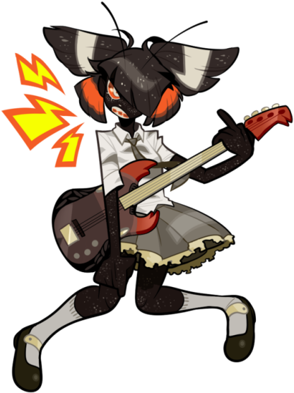 Wawawawaoh Bassist Goth Moth, Ready To Rock - Illustration (500x570)
