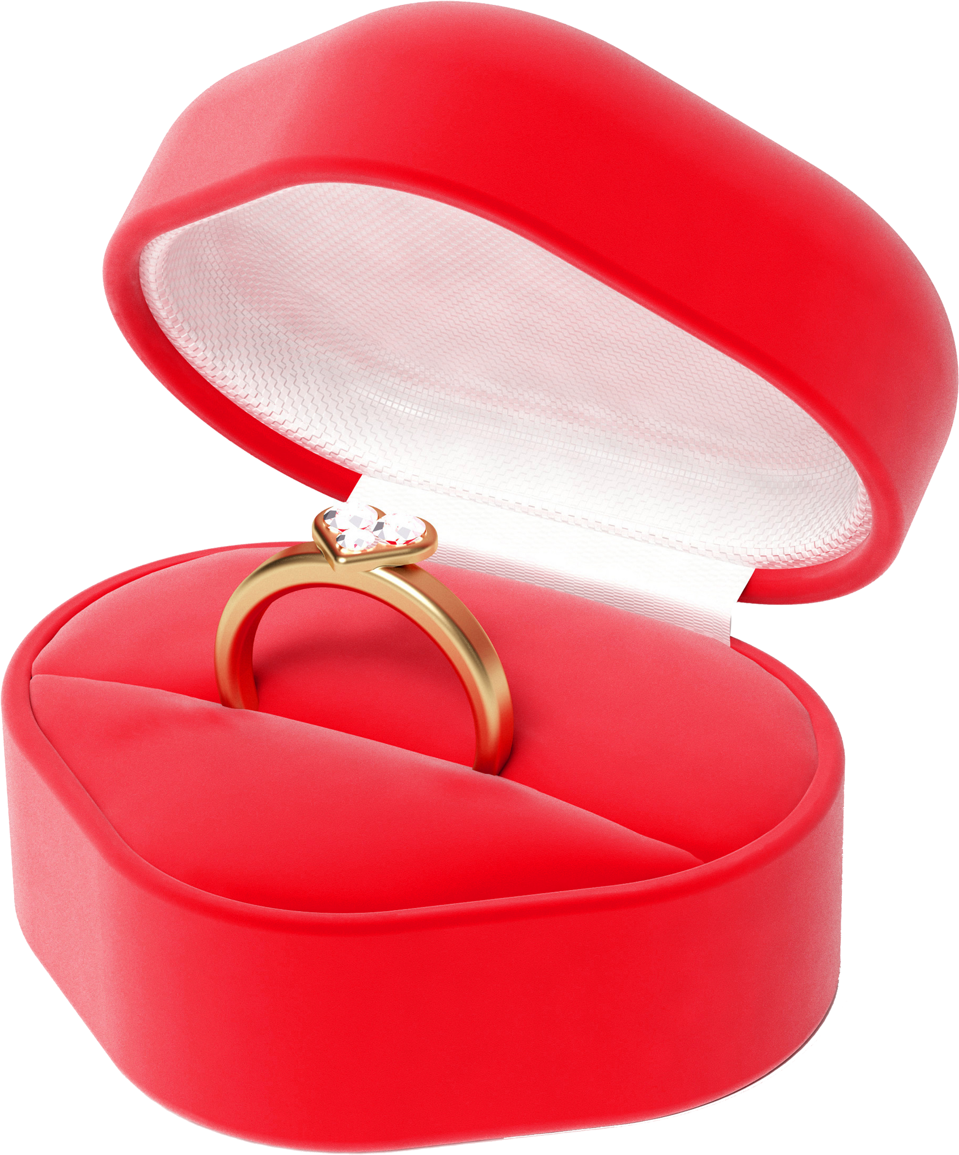 Heart Box With Ring - Engagement Ring Box Png (2000x2398)