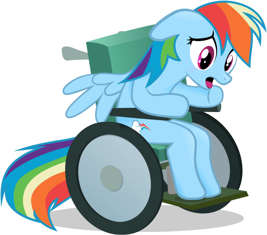Rainbow Dash On Wheelchair By Jrrhack - My Little Pony Wheelchair (900x791)