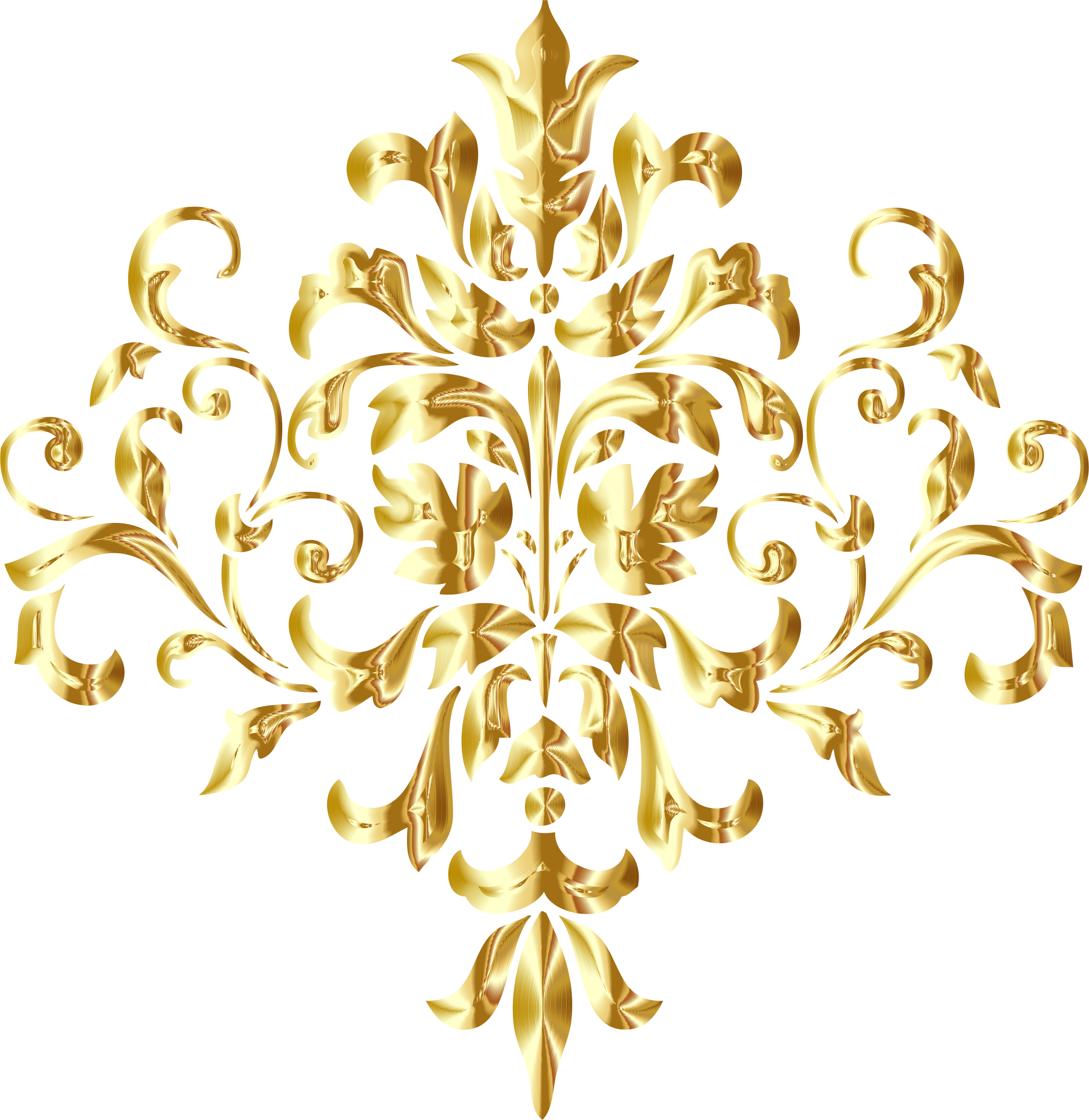 Simple Damask Patterns Png - Gold Design Transparent Background (2234x2298)