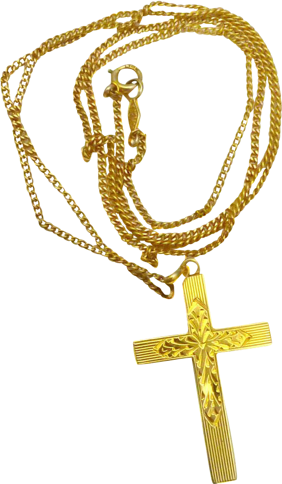10k Gold Cross Chain Vintage Esemco With Bright Cut - Jewellery (998x998)