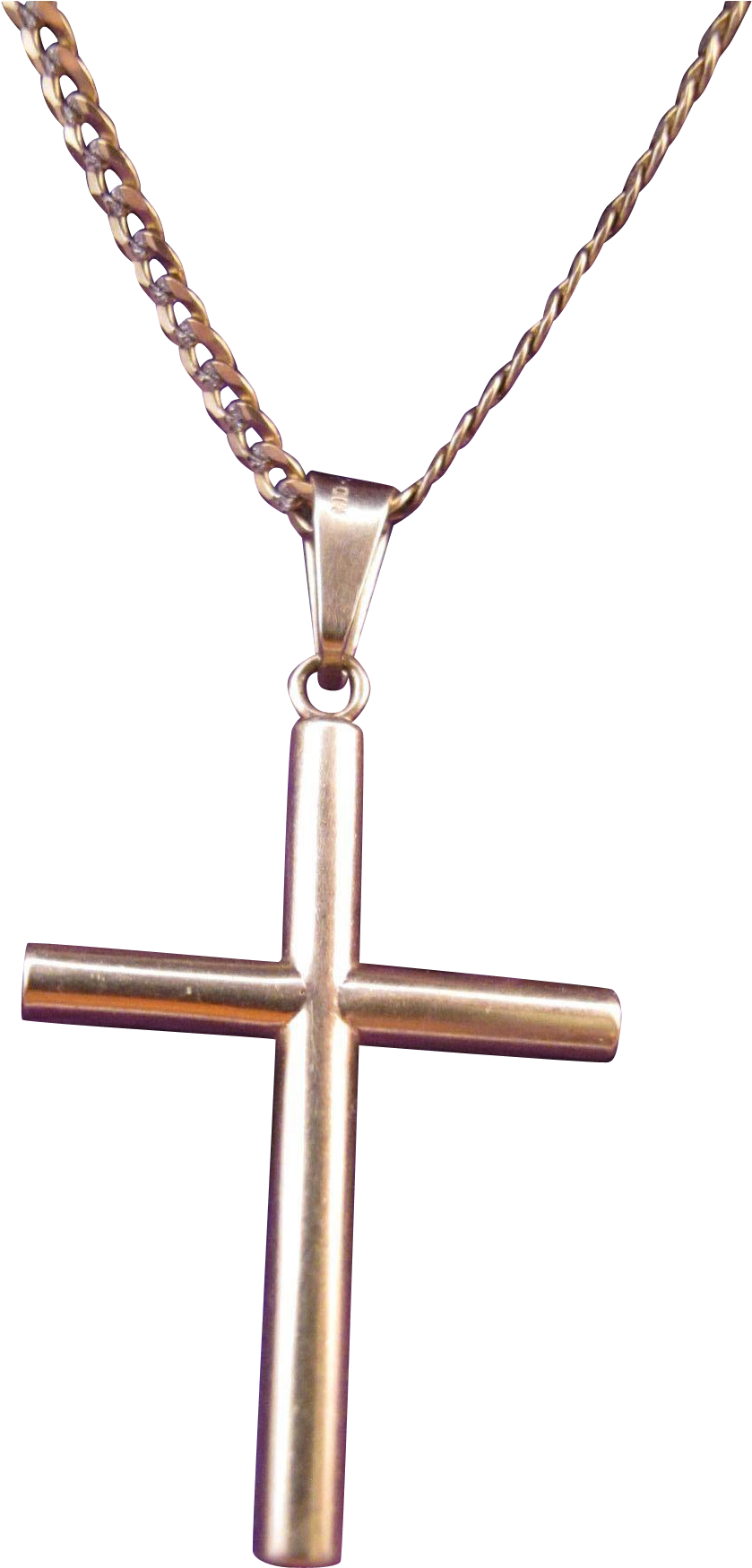 10k Gold Cross Pendant On 10k Gold Neck Chain Necklace - Pendant (1748x1748)