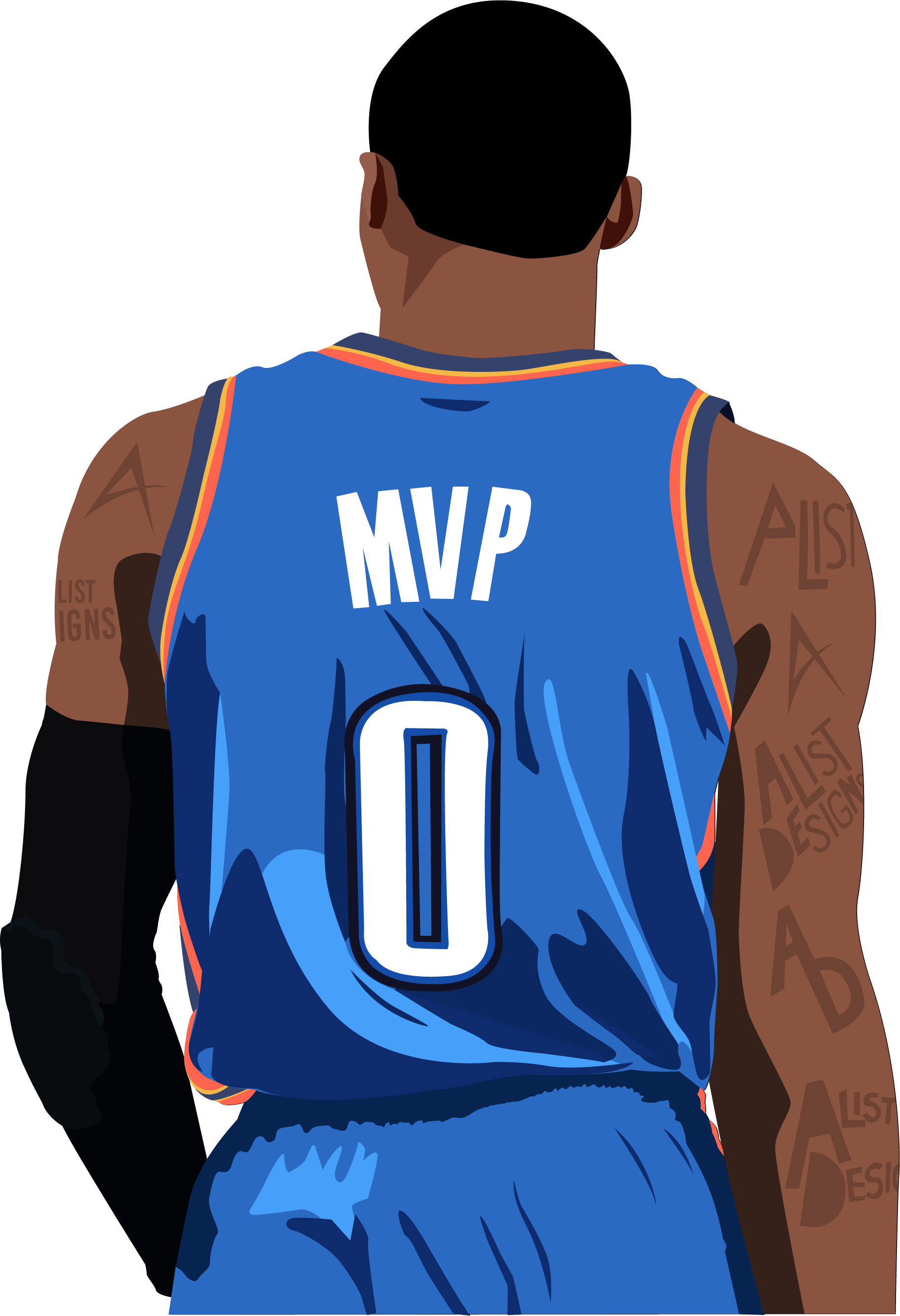 Illustration Of Nba Player Russell Westbrook, Of The - Russell Westbrook Mvp Jersey (1828x2672)