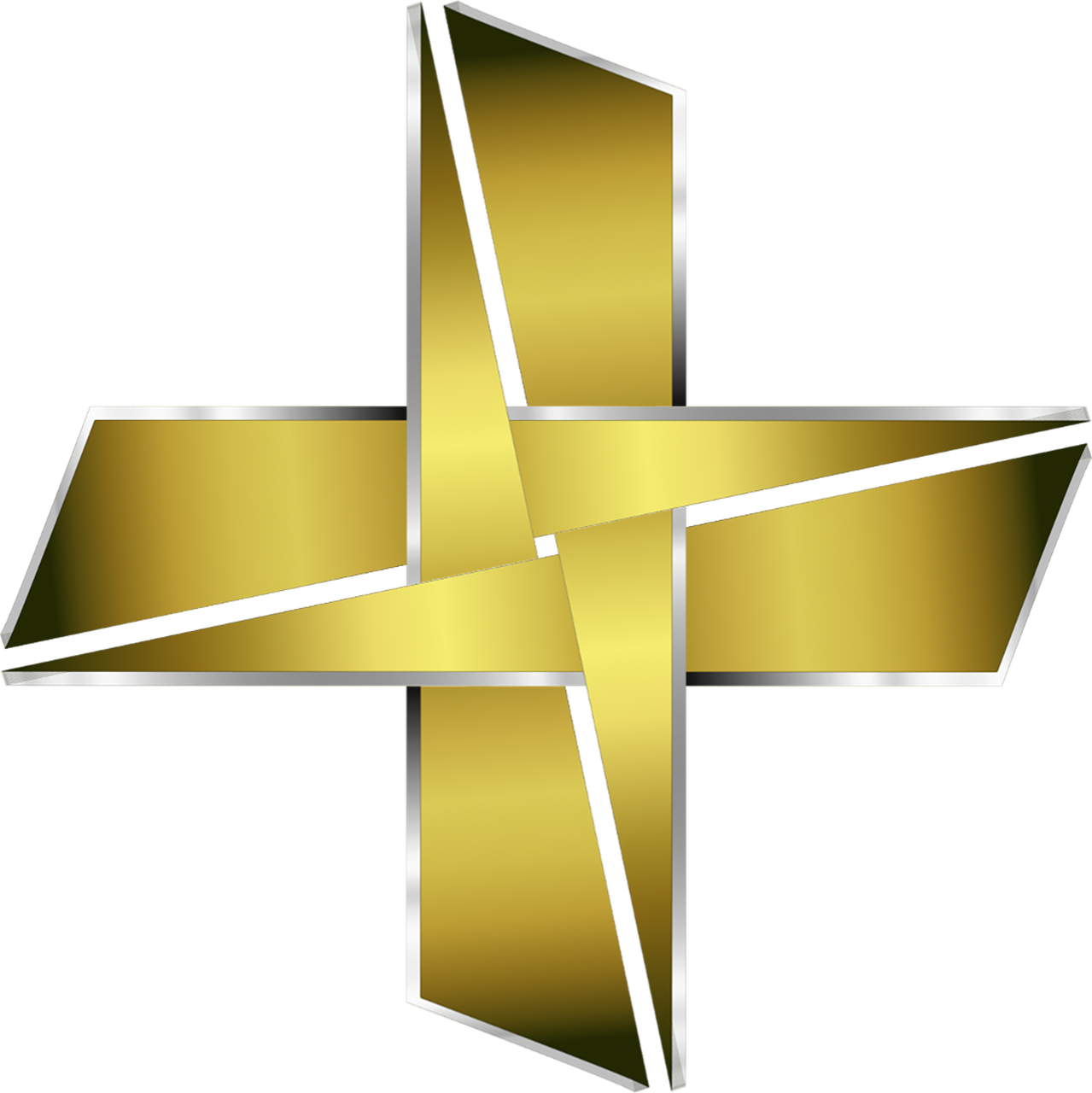Logo Cross Golden Metal Glossy Png Image - Logotipo Cruz Png (1279x1280)