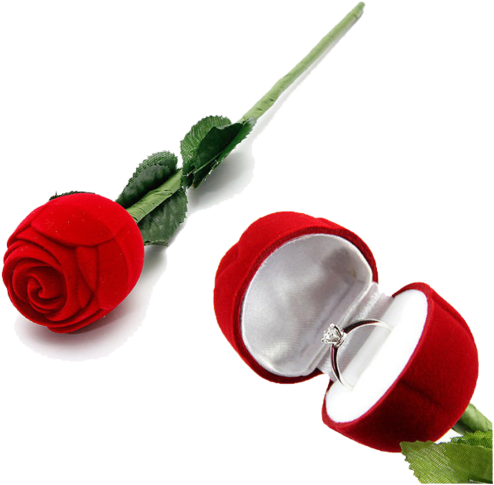Velvet Red Rose Jewellery Ring Box /ring Holder Best - Rose Box For Ring (500x500)