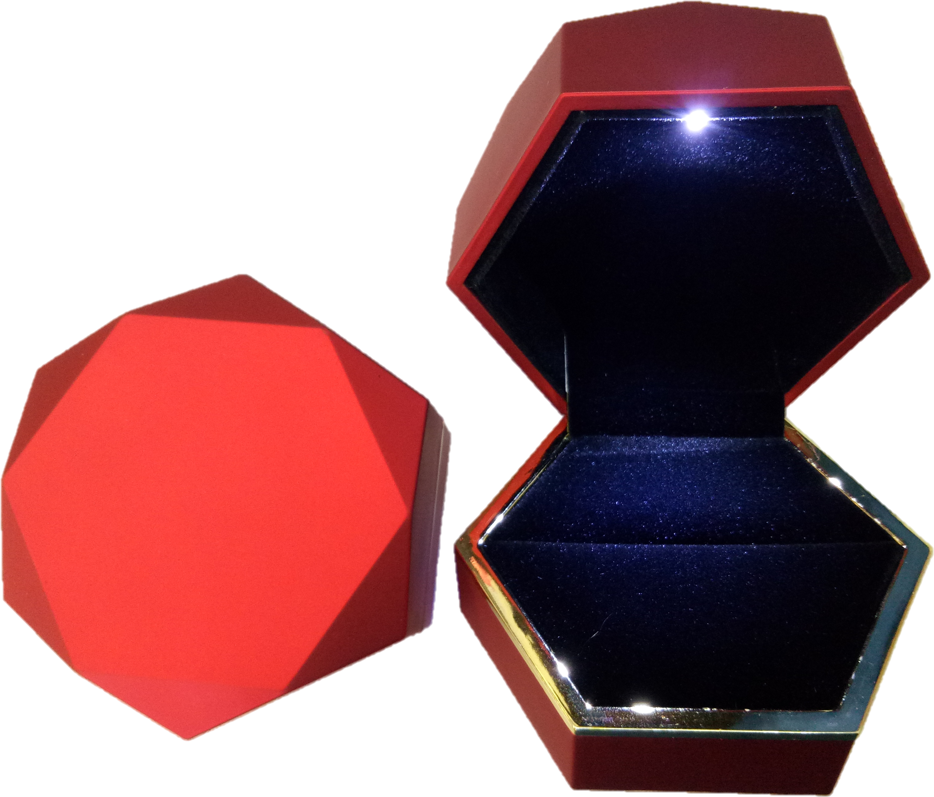 Single Ring Box Octagon Red Black New - Earrings (4160x3120)