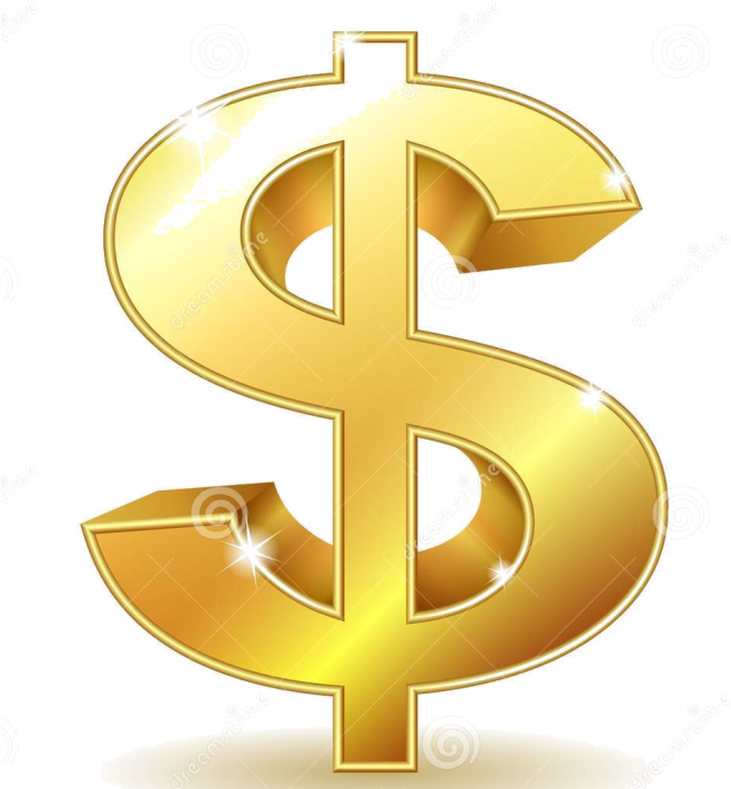 Golden Dollar Sign White - Dollar Sign Shutterstock (672x719)