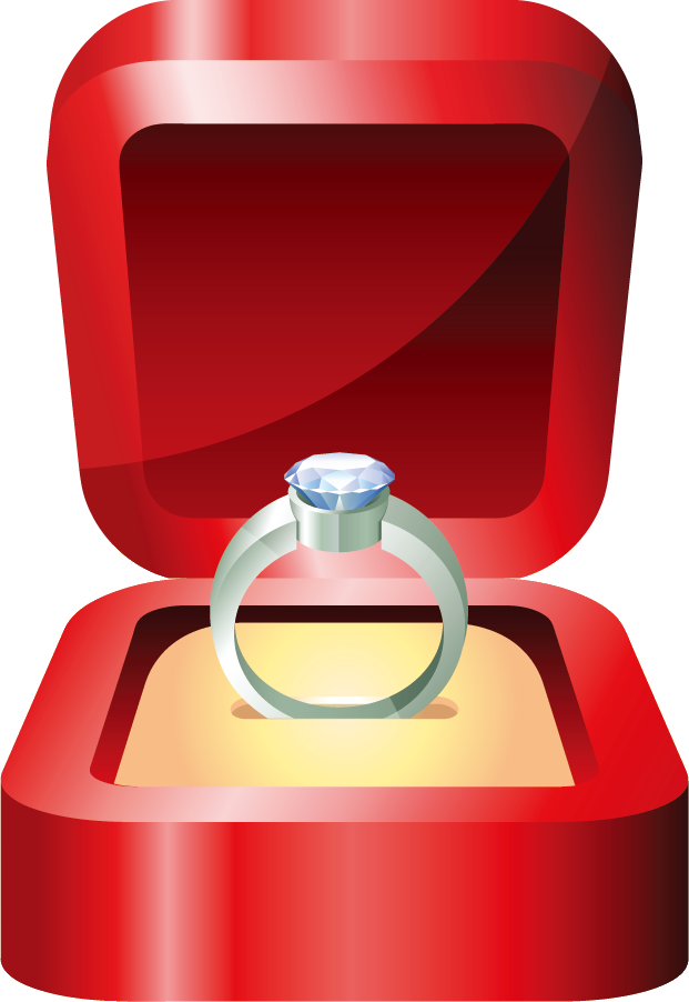 Engagement Ring In Box Clipart - Wedding Ring Vector (621x902)