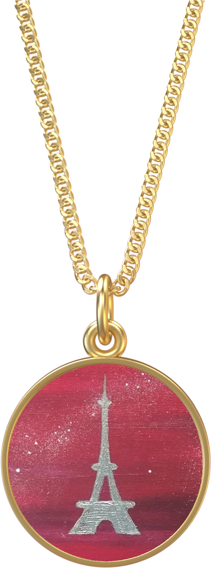 Eiffel Tower "reaching For Love" Golden Necklace -16in - Necklace (2000x2000)
