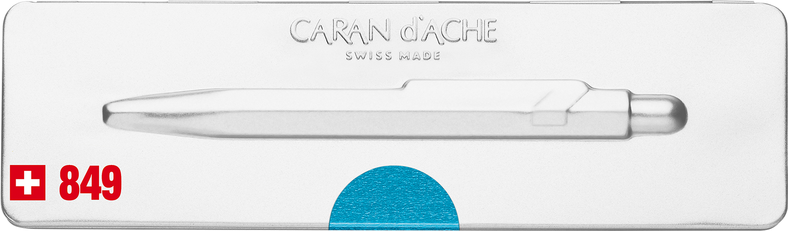 Turquoise Ballpoint W/tin Case - Caran D Ache 849 Ballpoint Pen (1600x1000)