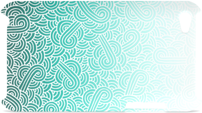 Ombre Turquoise Blue And White Swirls Doodles Hard - Mobile Phone (500x500)