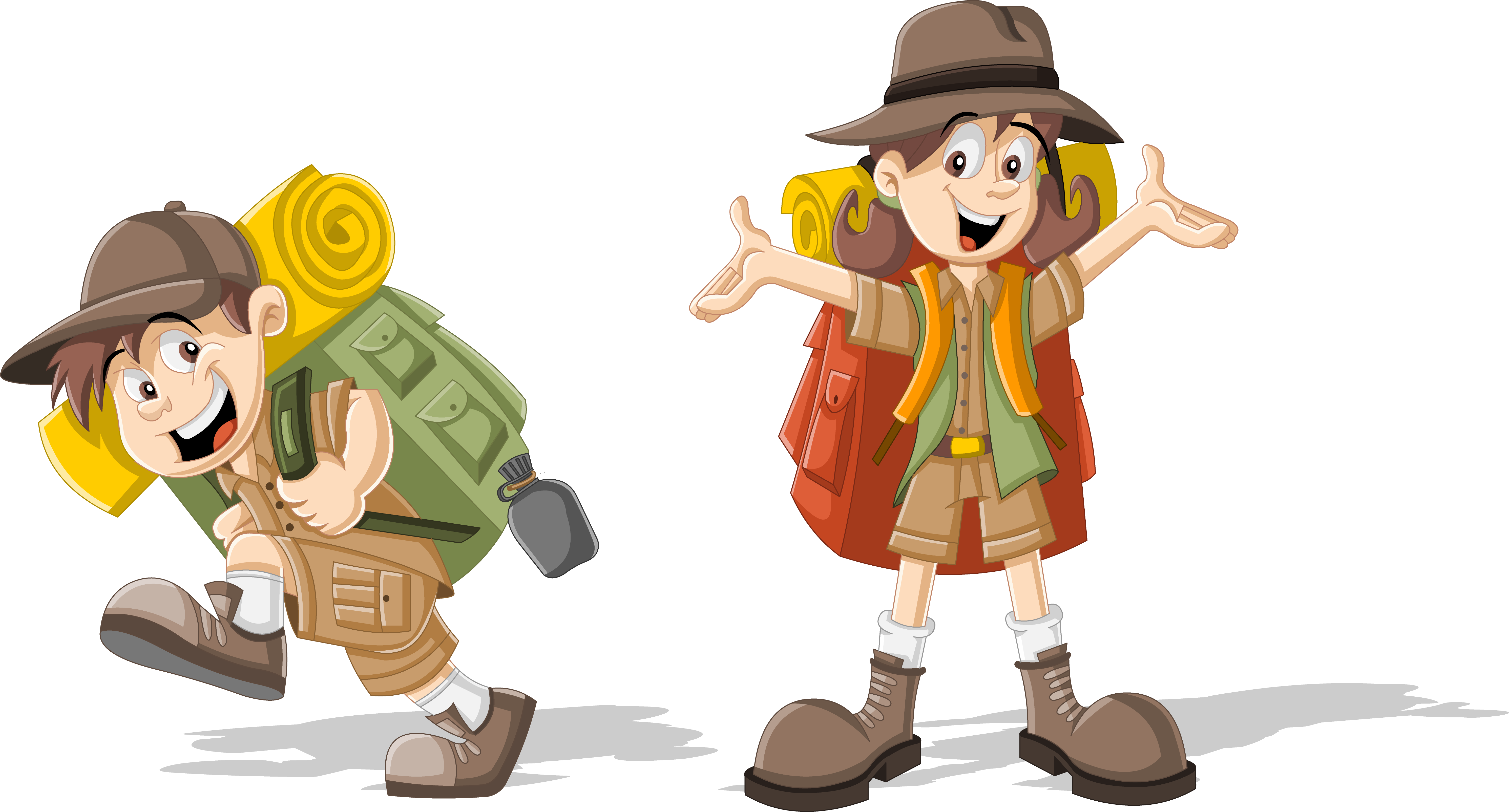 Backpack Scouting Clip Art - Cartoon Girls With Backpack (5964x3210)
