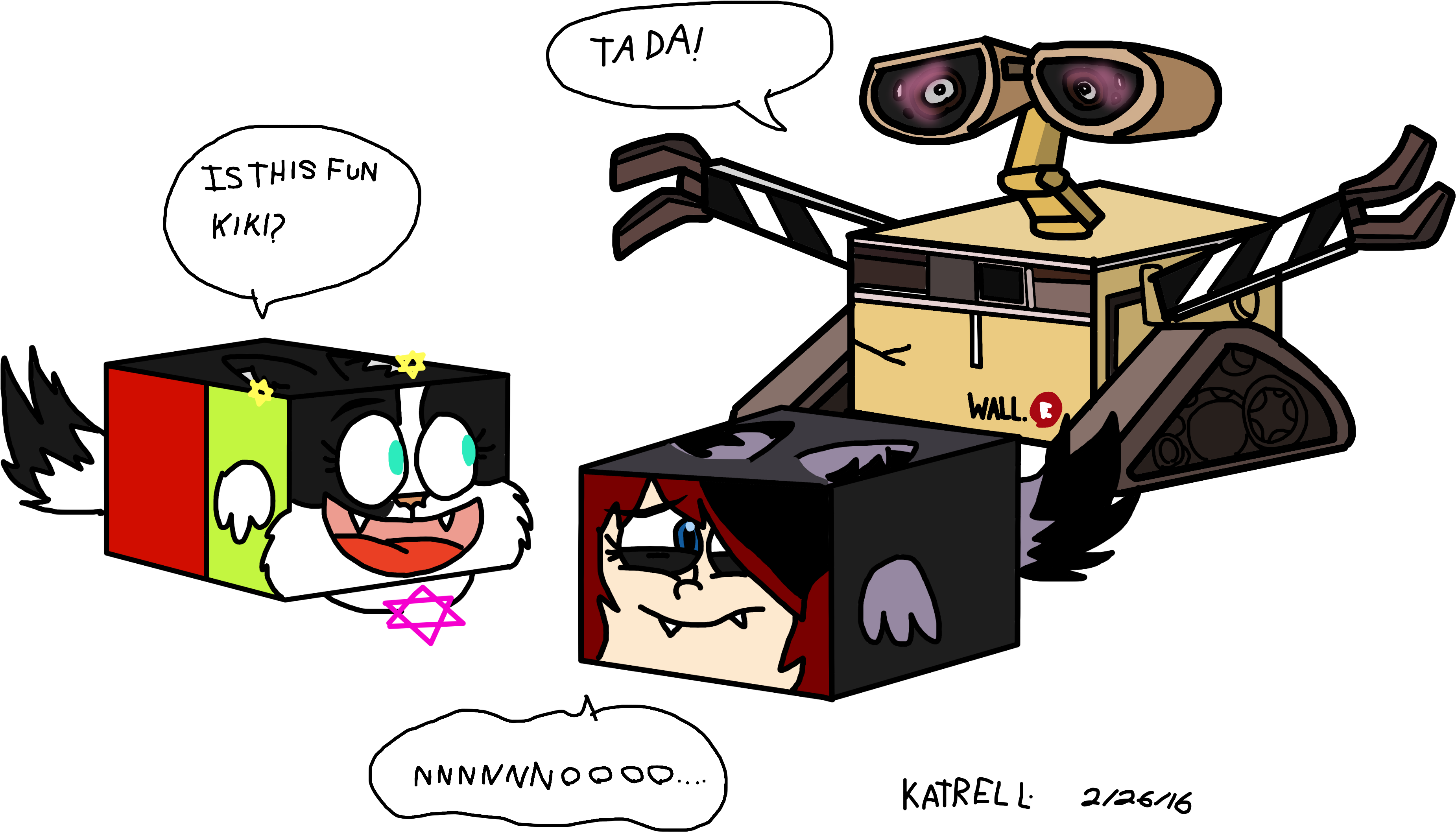 E By Bloodstainthecaninex Kiki And Heidi Meets Wall - Cartoon (3900x2200)