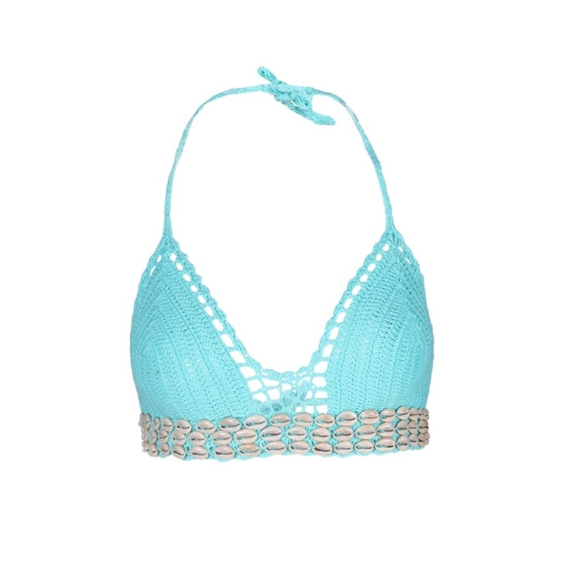 Brassière Crochet Plage Coquillages Turquoise Belle - Brassiere (900x900)