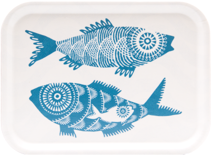 Shoal Of Fish/turquoise - Tray (600x485)
