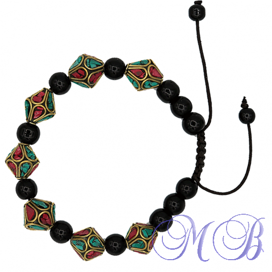 Bracelet Turquoise Corail Et Onyx Noir - Bracelet (800x800)
