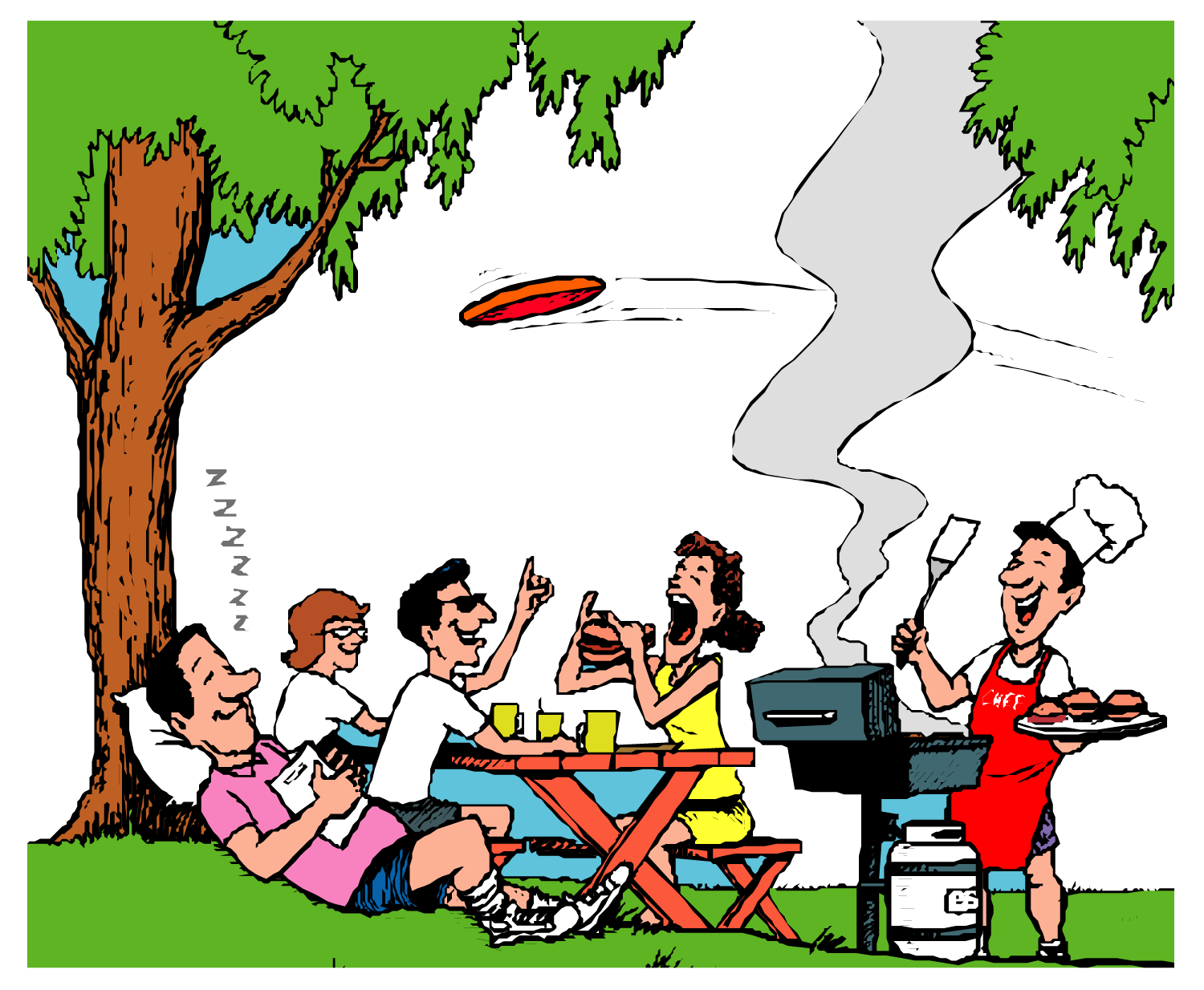Barbecue Animation Anime - Gif Repas Entre Amis (1500x1234)