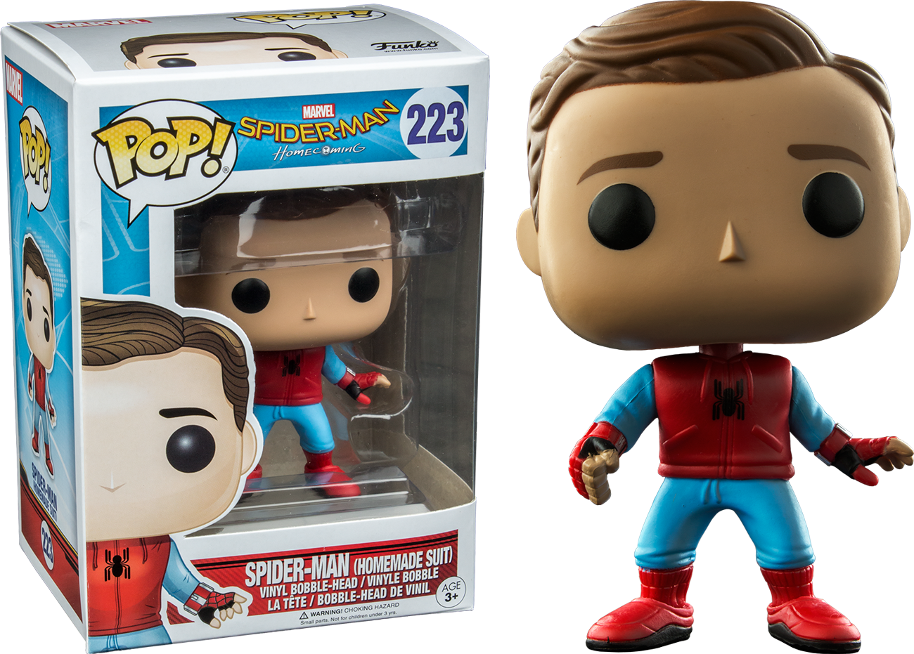 Spider Man Homecoming Spider Man Homemade Suit Unmasked - Spiderman Homecoming Funko Pop Homemade Suit (1300x931)
