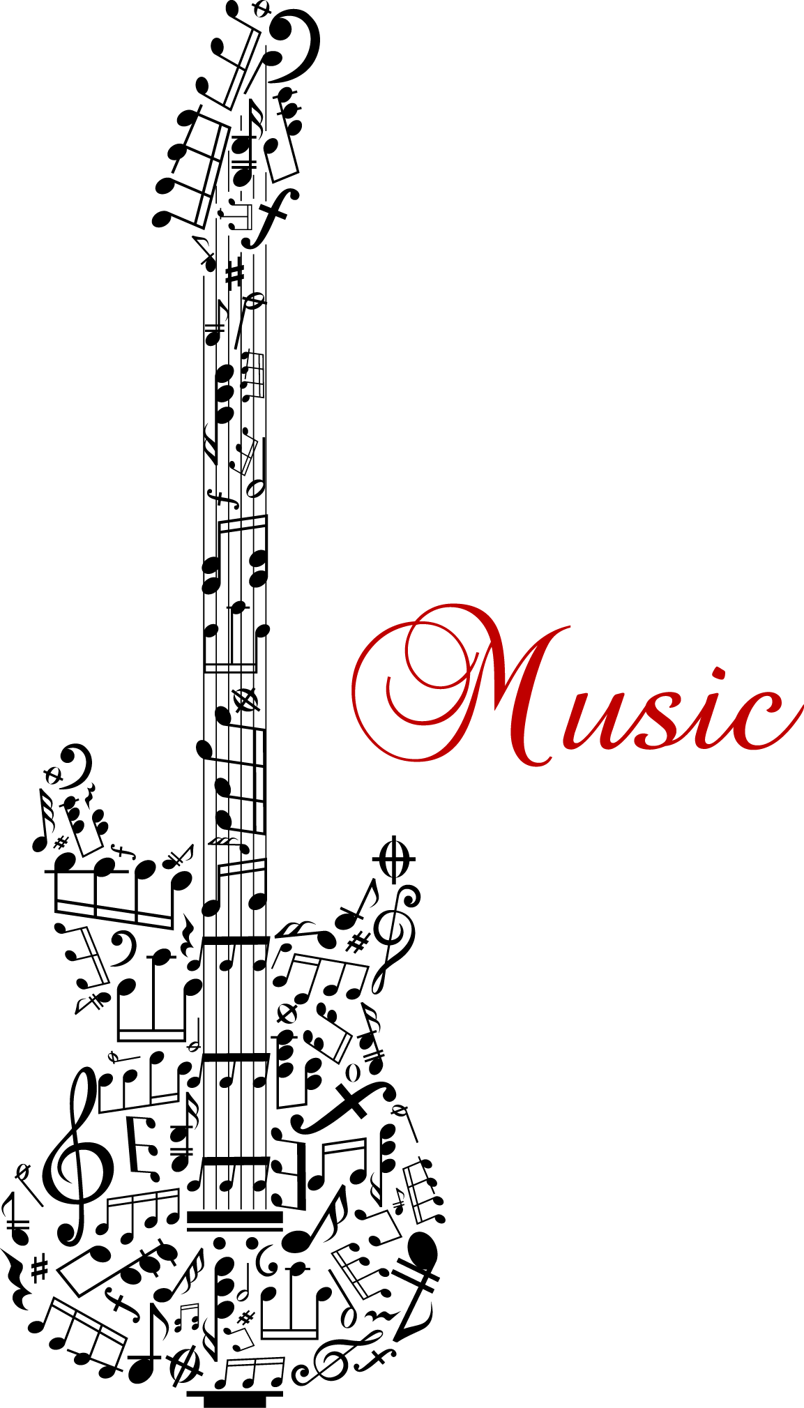 Guitar Musical Note Stock Illustration - Guitar Notes Silhouette (1153x2019)
