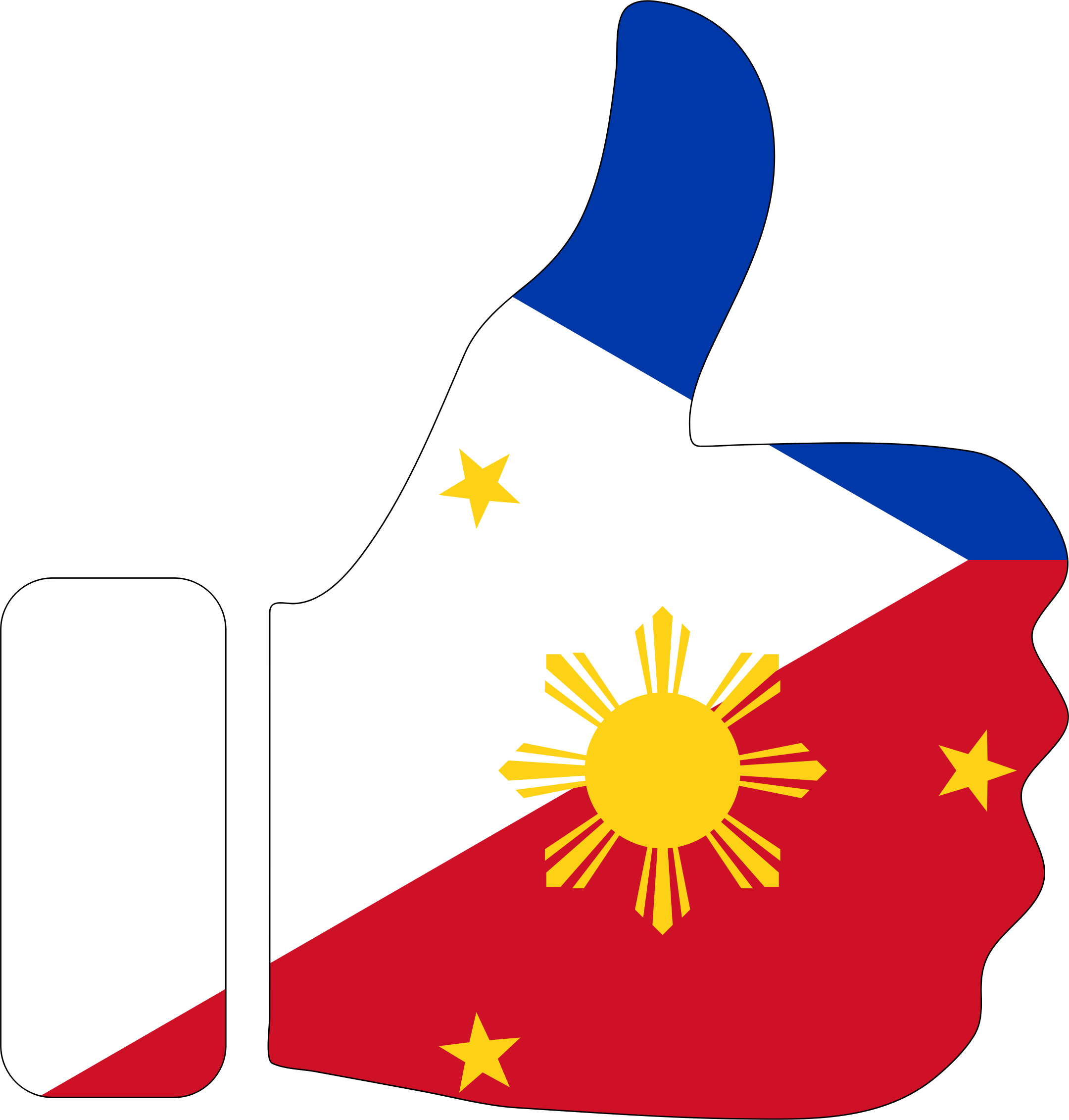 Up Philippines With Stroke - Philippine Flag Vector Png (2160x2262)