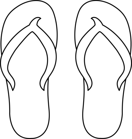 Image Of Clip Art Flip Flops - Flip Flop Coloring Page (427x450)