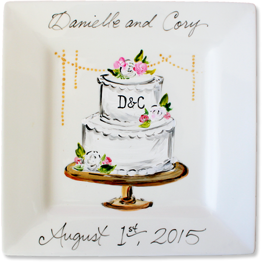 Personalized Wedding Cake Plate By Artist Timree Customize - Wedding Cake (614x614)
