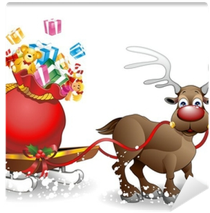 Renna E Slitta Natale Cartoon-reindeer With Sleigh - Sled (400x400)