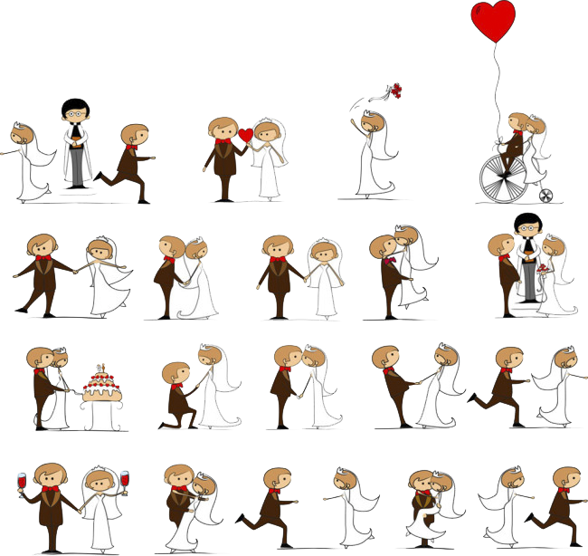 Wedding Invitation Cartoon Bride - Love Note Cards (pk Of 20) (650x614)
