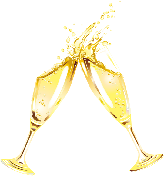 New Year Champagne Flutes Clipart - Champagne Glasses Transparent Background (555x600)