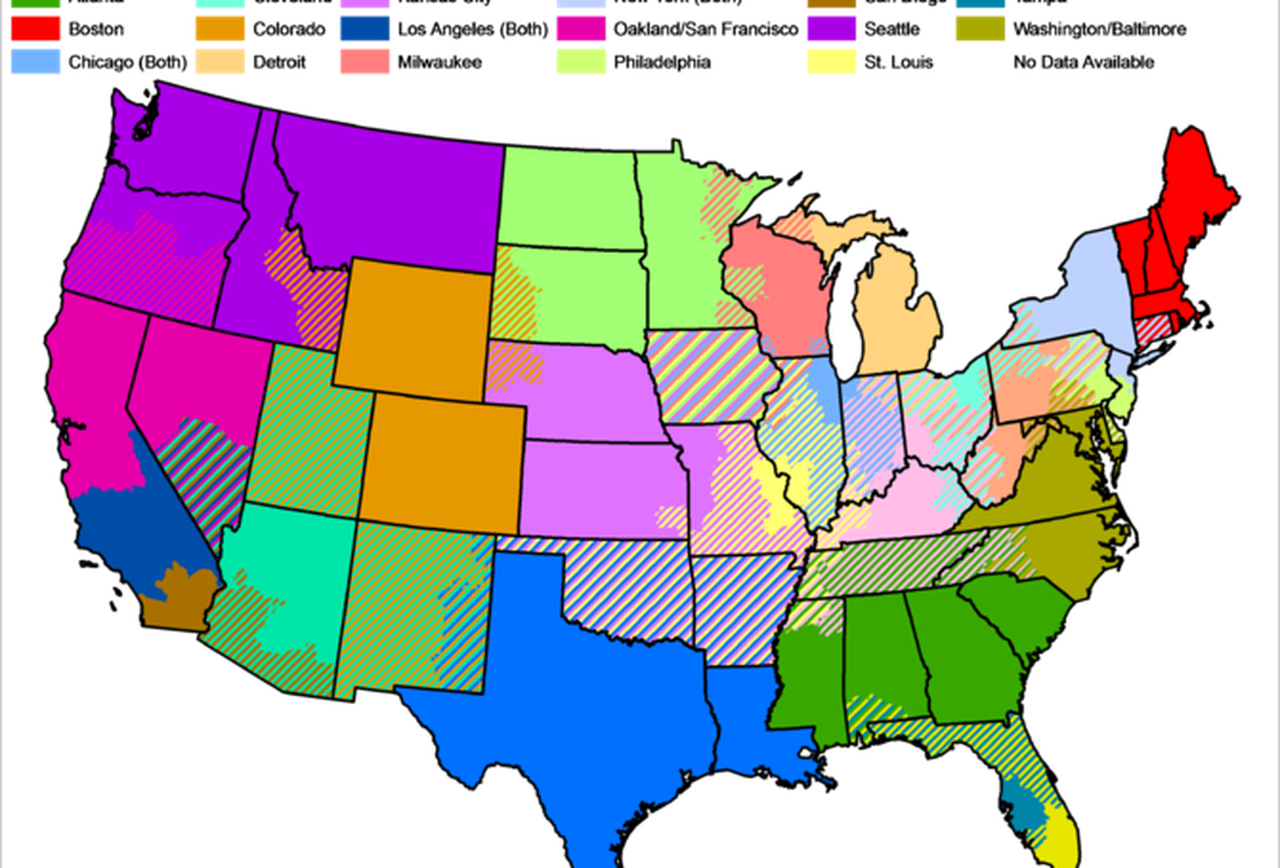 To The Nfl And Beyond, Fcc Will Vote To Lift Sports - Mlb Blackout Map 2016 (1280x868)