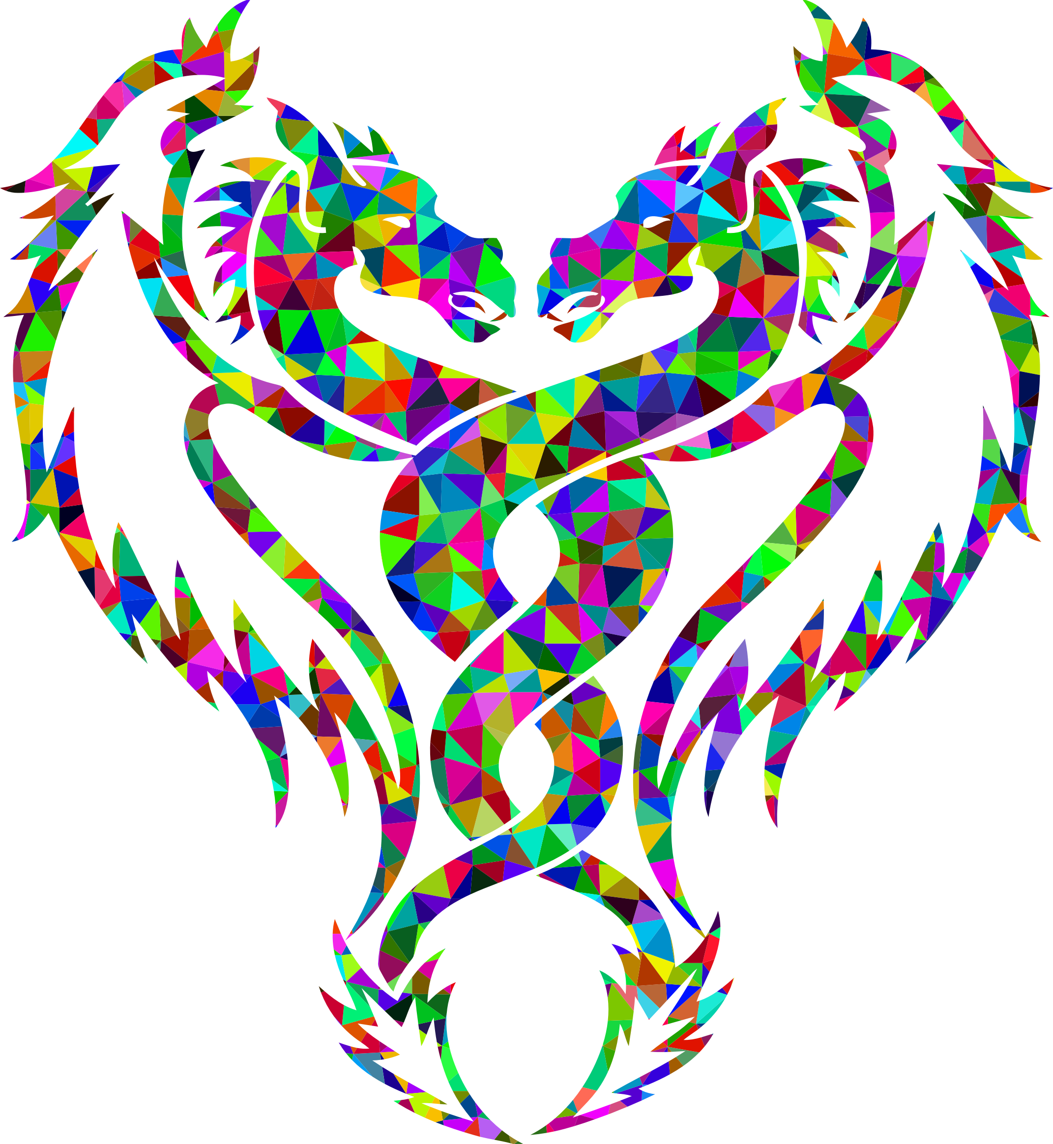 Low Poly Double Dragon - Dragon Tattoo Photo Download (2142x2328)