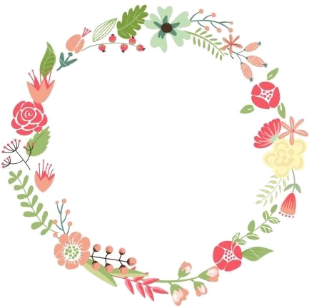 Cute Retro Flowers Arranged Un A Shape Of The Wreath - Vector De Flores Vintage Png (500x500)