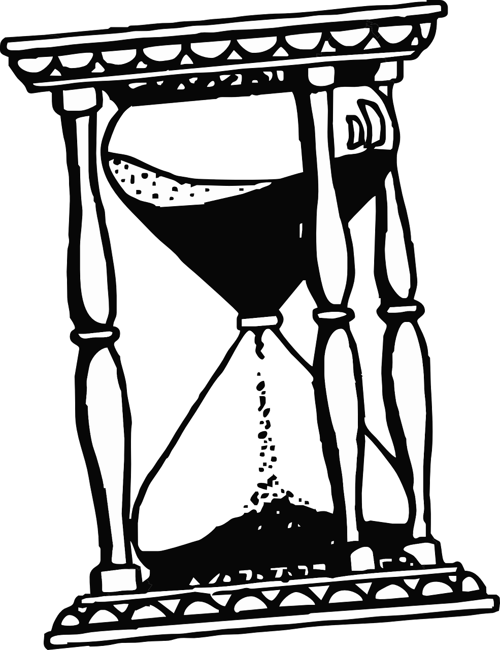 Broken Hourglass With Skull, Ing - Hourglass Drawing Png (546x708)