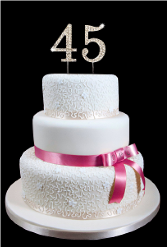45th Birthday Wedding Anniversary Number Cake Topper - Happy 7th Anniversary Cake (500x500)