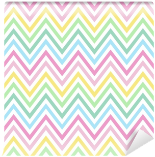 Chevron Pastel Colorful Spring Pink Blue Yellow Green - Grey And Pink Baby Changing Mat (400x400)