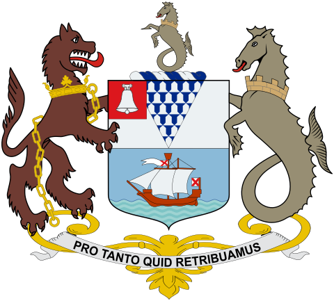 Coat Of Arms With Motto "pro Tanto Quid Retribuamus" - Belfast City Coat Of Arms (480x433)