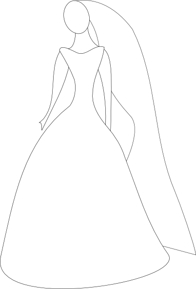 Free Vector Bride In Wedding Dress Clip Art - Bride Silhouette Clip Art (402x592)