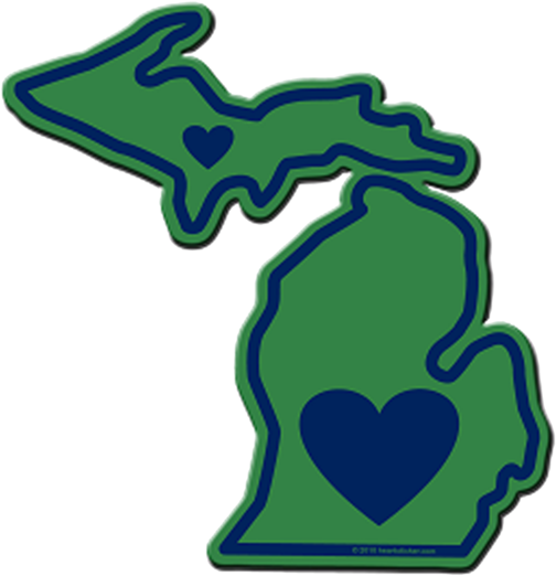Heart In Michigan Sticker - Heartsticker.com Heart In Michigan Sticker (600x600)
