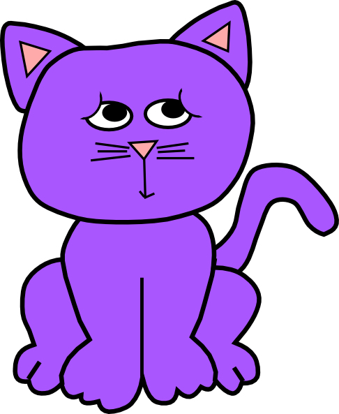 Purple Shy - Purple Cat Clipart (486x593)