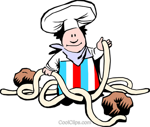 Pasta Chef Clipart 3 By Gail - Cartoon Pasta (480x405)
