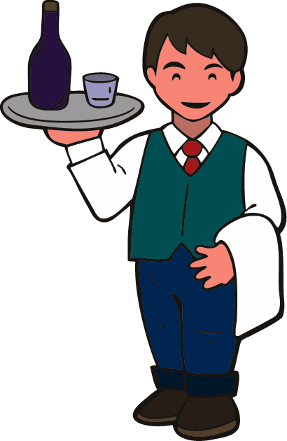 Waiter Foodservice Paper Clip Chef Clip Art - Serve Food And Beverage (410x630)