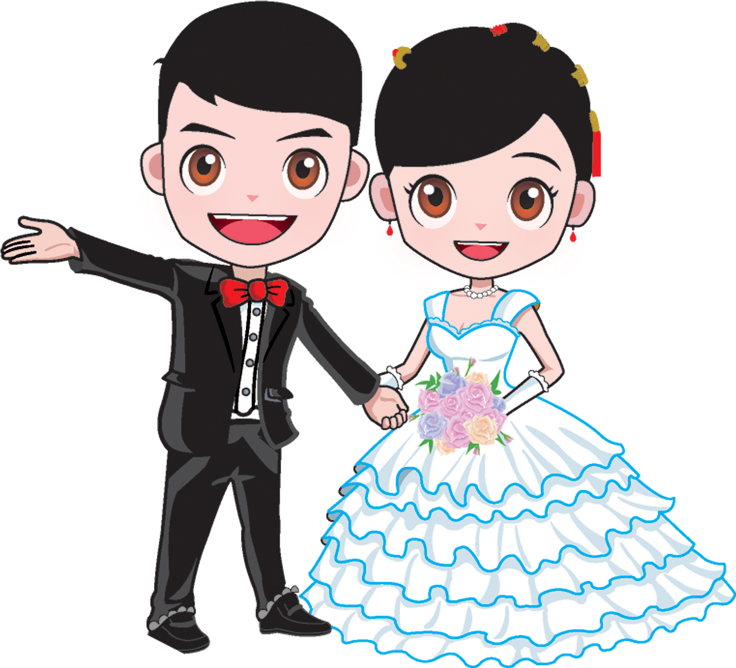Cartoon Wedding Marriage Bridegroom - Noivos Png (1841x1983)