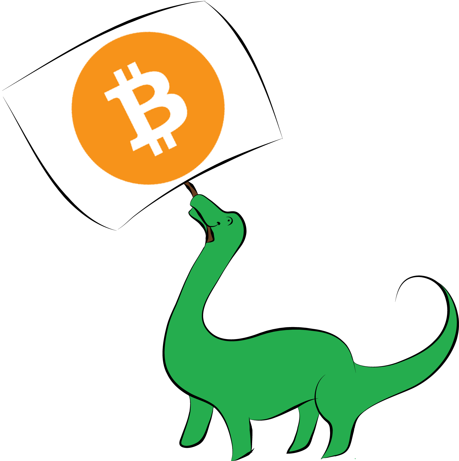 Dinosaur Holding A Bitcoin Sign - Bitcoin - Alternativen: Altcoins [book] (1602x1611)