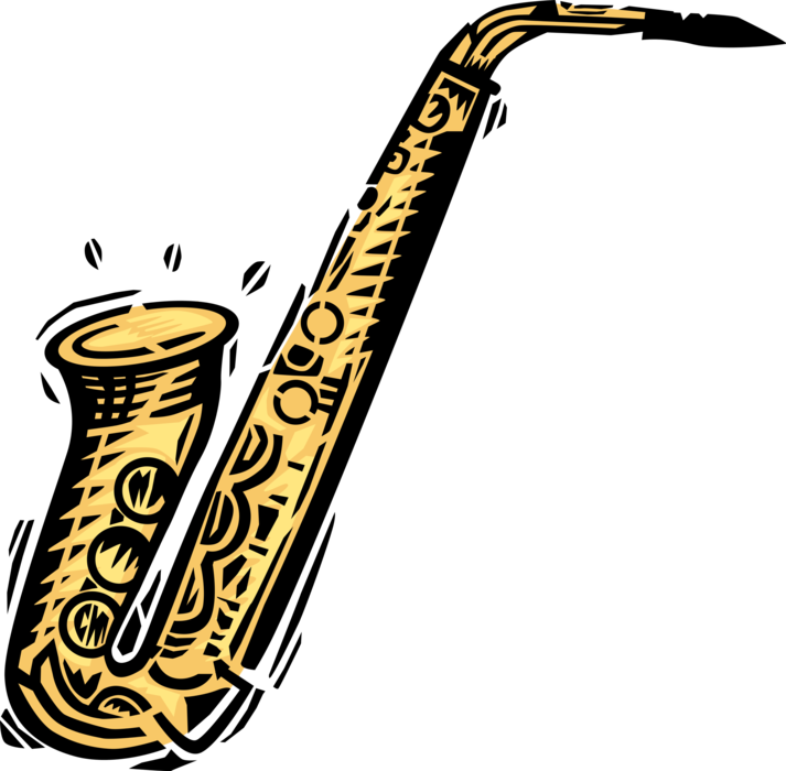 Vector Illustration Of Saxophone Brass Single-reed - Olde School Jazz For Today's College Class: Affirmations (713x700)