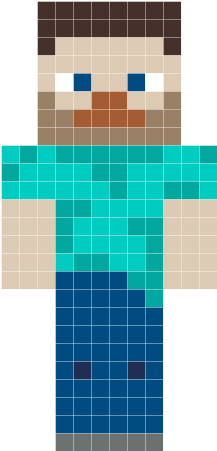 Minecraft Steve Perler Bead Pattern - 8 Bit Steve Minecraft (365x450)