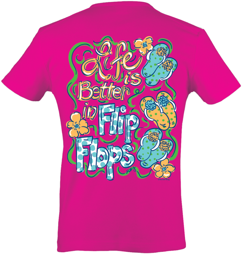 Itsa Girl Thing Life Is Better In Flip Flops Tee Shirt - Active Shirt (910x1024)