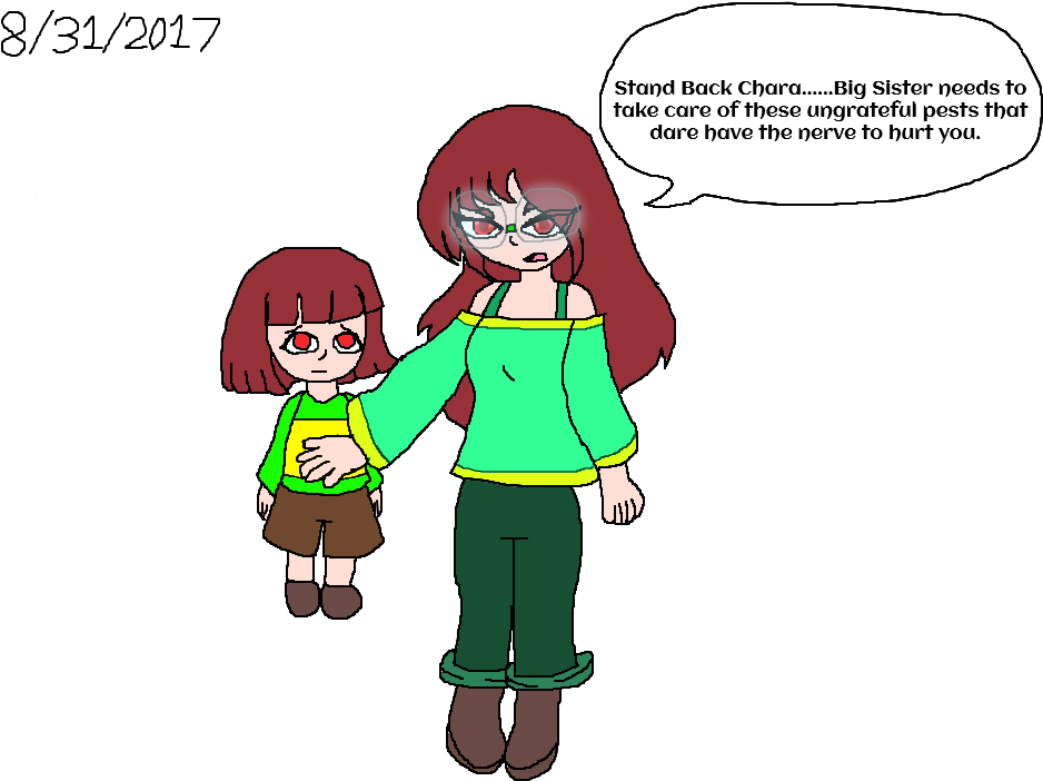 Chara's Big Sister And Keeper Ain't Having It By Elzathehedgehog - Cartoon (1089x725)